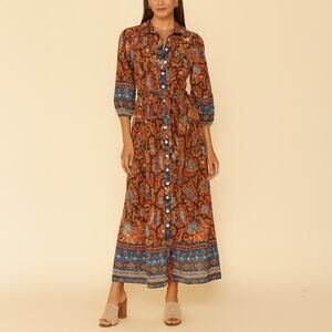 House of Harlow 1960 Paisley Cotton Midi Shirt Dress Size XS